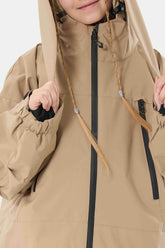Girl's Khaki Detachable Ear Hood Waterproof Insulated Snow Jacket